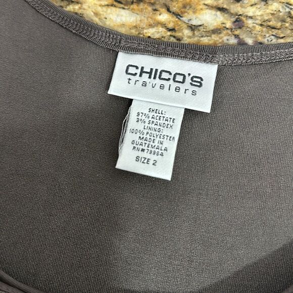 Chico’s Travelers Wrinkle Free Brown Shift Tank Dress Size L - Picture 4 of 7